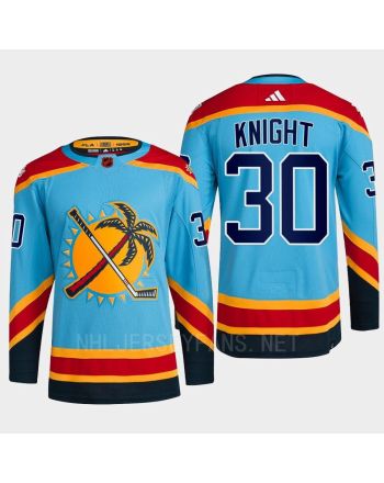 Florida Panthers 2023 Reverse Retro 2.0 Spencer Knight 30 Blue Primegreen Jersey Men's