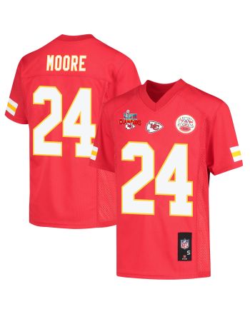 Skyy Moore 24 Kansas City Chiefs Super Bowl LVII Champions 3 Stars Youth Game Jersey - Red