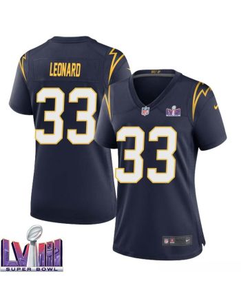 Deane Leonard 33 Los Angeles Chargers Super Bowl LVIII Women Alternate Game Jersey - Navy