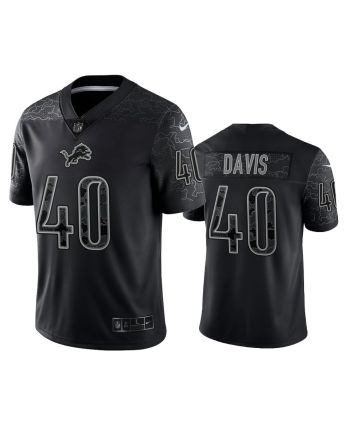 Jarrad Davis 40 Detroit Lions Black Reflective Limited Jersey - Men