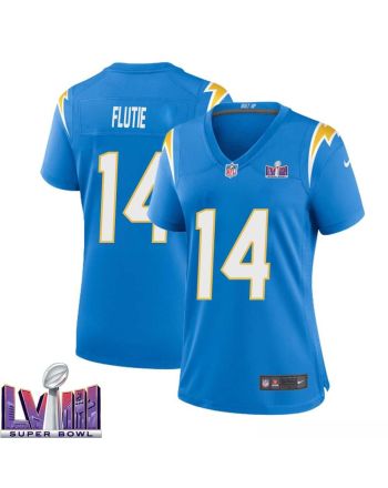 Doug Flutie 14 Los Angeles Chargers Super Bowl LVIII Women Home Game Jersey - Powder Blue