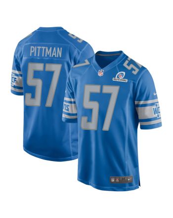 Anthony Pittman 57 Detroit Lions 2024 Divisional Patch Game Men Jersey - Blue