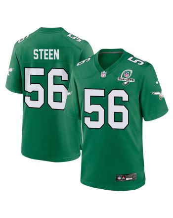 Tyler Steen 56 Philadelphia Eagles 2023 Playoffs Patch Alternate Game Men Jersey - Kelly Green