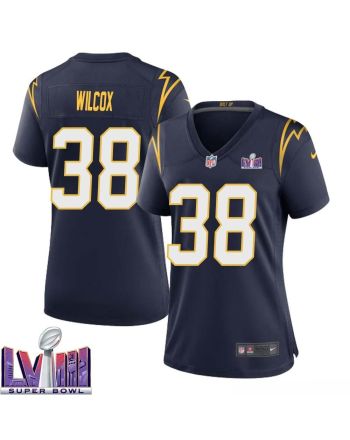 Chris Wilcox 38 Los Angeles Chargers Super Bowl LVIII Women Alternate Game Jersey - Navy