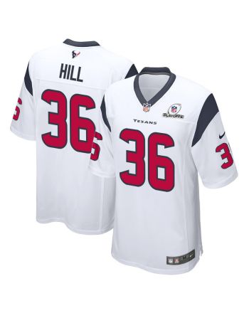 Brandon Hill 36 Houston Texans 2023 Playoffs Patch Game Men Jersey - White