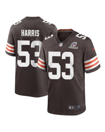 Nick Harris 53 Cleveland Browns 2023 Playoffs Patch Game Men Jersey - Brown