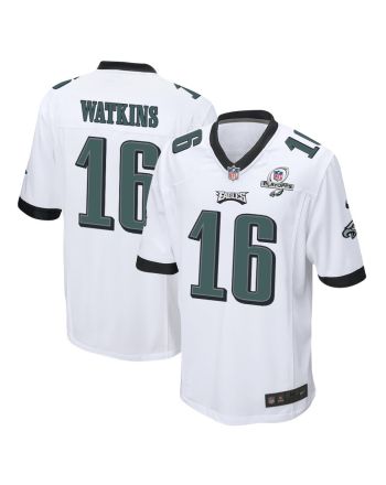 Quez Watkins 16 Philadelphia Eagles 2023 Playoffs Patch Game Men Jersey - White