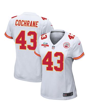 Jack Cochrane 43 Kansas City Chiefs Super Bowl LVII Champions 3 Stars Women Game Jersey - White