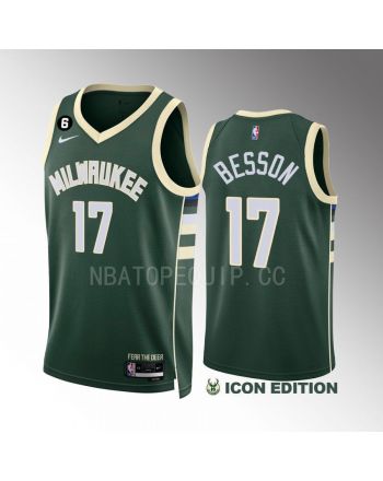 Hugo Besson 17 2022-23 Milwaukee Bucks Green Icon Edition Men Jersey Swingman