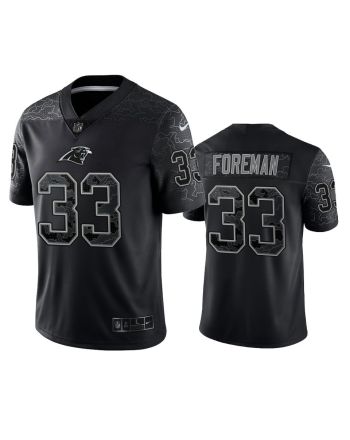 D'Onta Foreman 33 Carolina Panthers Black Reflective Limited Jersey - Men