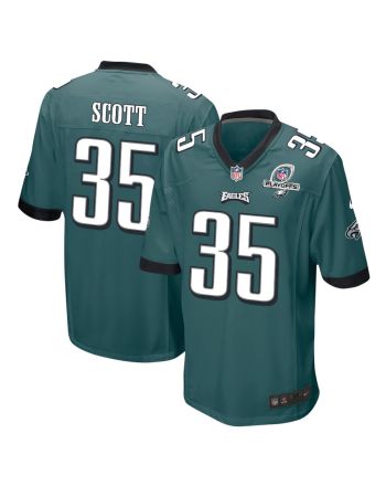 Boston Scott 35 Philadelphia Eagles 2023 Playoffs Patch Game Men Jersey - Midnight Green