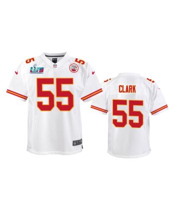 Frank Clark 55 Kansas City Chiefs Super Bowl LVII Game Jersey - Youth White