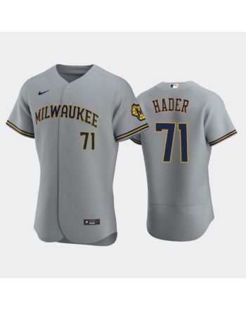 Milwaukee Brewers 71 Josh Hader Road Team Gray Jersey Jersey