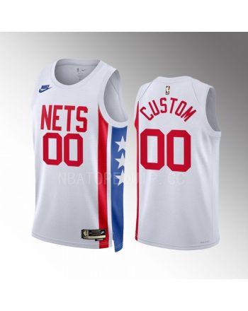 Custom 00 2022-23 Brooklyn Nets White Classic Edition Men Jersey Swingman