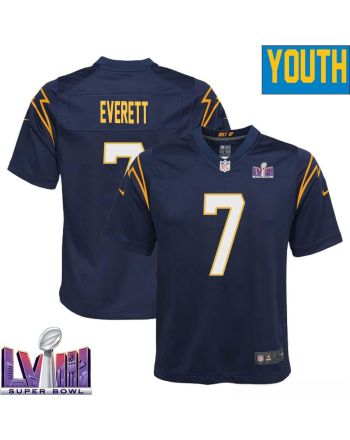 Gerald Everett 7 Los Angeles Chargers Super Bowl LVIII YOUTH Alternate Game Jersey - Navy