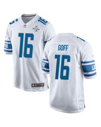 Jared Goff 16 Detroit Lions 2023 Playoffs Patch Game Men Jersey - White