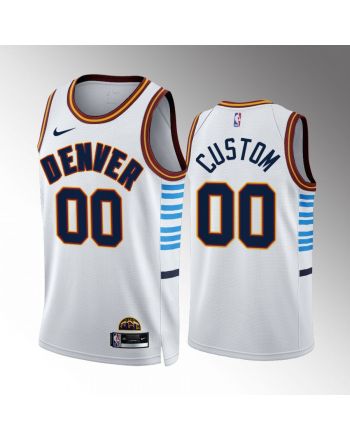 Custom 00 2022-23 Denver Nuggets White City Edition Jersey Swingman