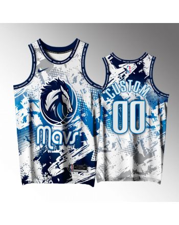 Custom 00 Dallas Mavericks White Printing Men Jersey Splash City Exclusive Edition