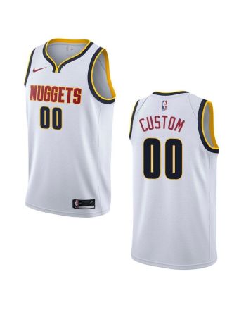 Men's Denver Nuggets 00 Custom Association Swingman Jersey - Wihte