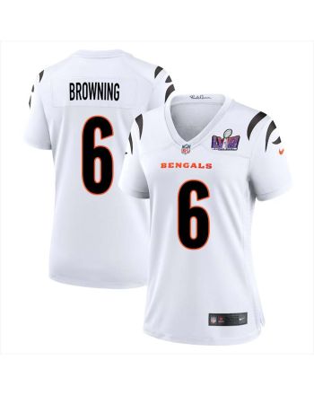 Jake Browning 6 Cincinnati Bengals Super Bowl LVIII Women Away Limited Jersey - White