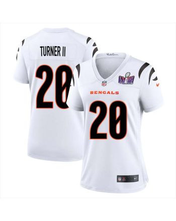 DJ Turner II 20 Cincinnati Bengals Super Bowl LVIII Women Away Limited Jersey - White