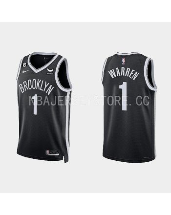 Brooklyn Nets 1 T.J. Warren 2022-23 Icon Edition Black Men Jersey