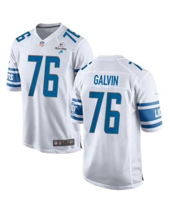 Connor Galvin 76 Detroit Lions 2023 Playoffs Patch Game Men Jersey - White