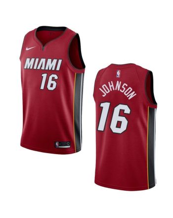 Men's Miami Heat 16 James Johnson Statement Swingman Jersey - Red