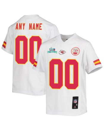 Custom Kansas City Chiefs Super Bowl LVII Champions Youth Game Jersey - White