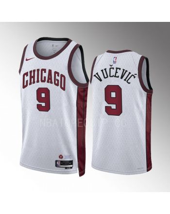 Chicago Bulls Nikola Vucevic 9 2022-23 City Edition White Jersey Swingman