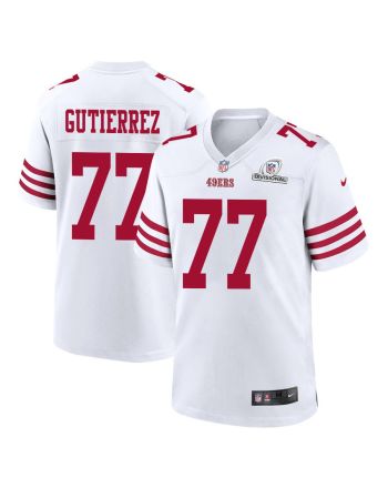 Alfredo Gutierrez 77 San Francisco 49ers 2024 Divisional Patch Game Men Jersey - White