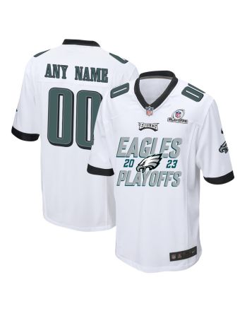 Philadelphia Eagles 2023 Playoffs Iconic Game Men Custom Jersey - White