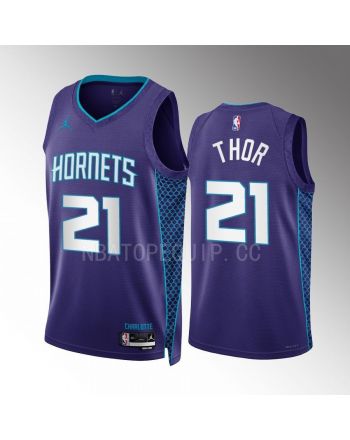 JT Thor 21 2022-23 Charlotte Hornets Purple Statement Edition Men Jersey Swingman