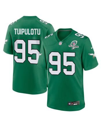 Marlon Tuipulotu 95 Philadelphia Eagles 2023 Playoffs Patch Alternate Game Men Jersey - Kelly Green