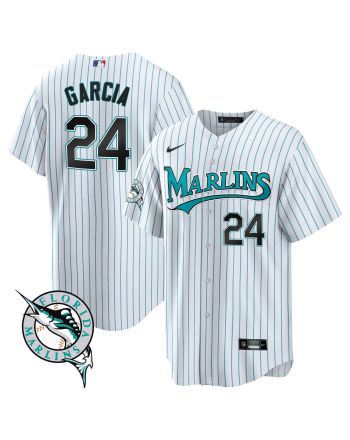 Avisail Garcia 24 Miami Marlins Throwback Cool Base Men Jersey - White