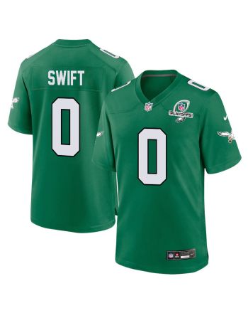 D'Andre Swift 0 Philadelphia Eagles 2023 Playoffs Patch Alternate Game Men Jersey - Kelly Green