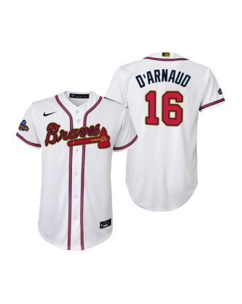 Youth Travis d'Arnaud 16 Atlanta Braves White 2022-23 Gold Program Jersey