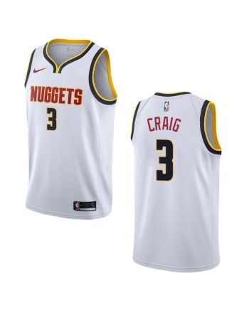 Men's Denver Nuggets 3 Torrey Craig Association Swingman Jersey - Wihte