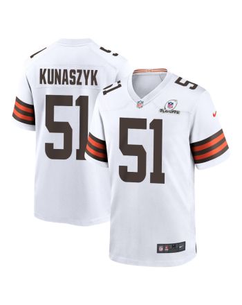 Jordan Kunaszyk 51 Cleveland Browns 2023 Playoffs Patch Game Men Jersey - White