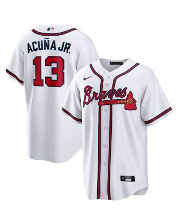 Ronald Acuna Jr. 13 Atlanta Braves Home Player Name Men Jersey - White Jersey