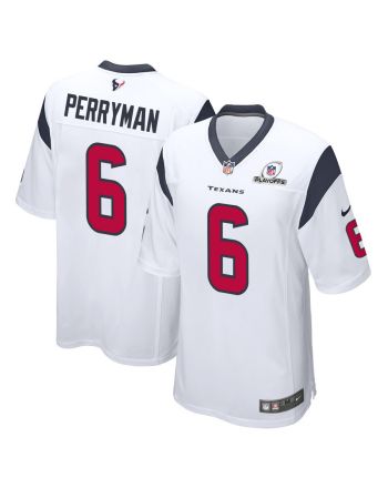 Denzel Perryman 6 Houston Texans 2023 Playoffs Patch Game Men Jersey - White