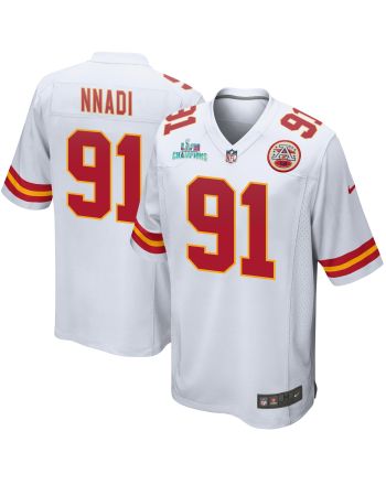 Derrick Nnadi 91 Kansas City Chiefs Super Bowl LVII Champions Men Game Jersey - White