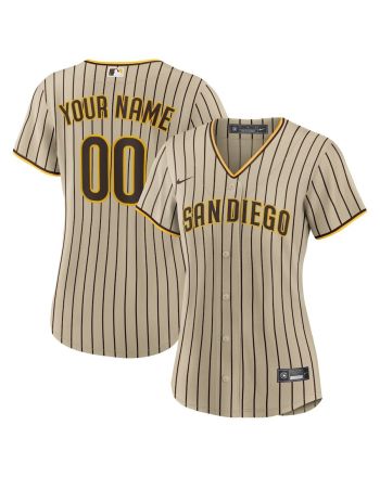 San Diego Padres Women's Road Custom Jersey - Brown