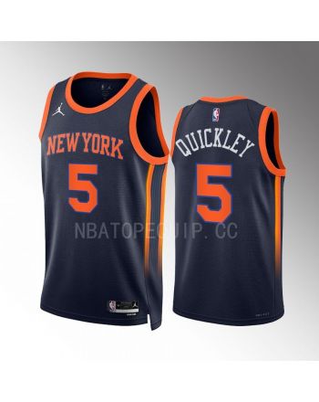 New York Knicks Immanuel Quickley 5 2022-23 Statement Edition Navy Men Jersey Swingman