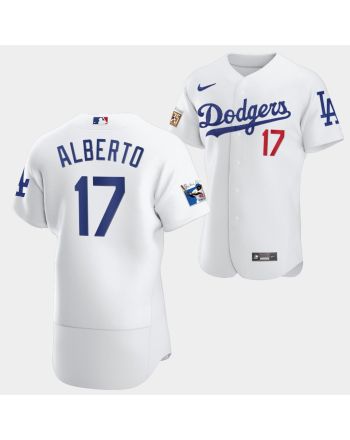 Los Angeles Dodgers Hanser Alberto White Jersey 17 Jackie Robinson 75th Anniversary 2022-23 Uniform