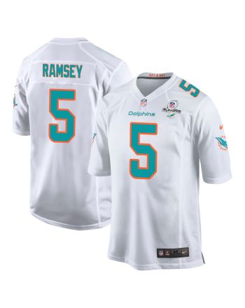 Jalen Ramsey 5 Miami Dolphins 2023 Playoffs Patch Game Men Jersey - White