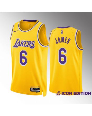 LeBron James 6 2022-23 Los Angeles Lakers Gold Icon Edition Jersey Swingman