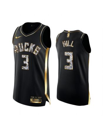 Milwaukee Bucks George Hill 3 Black Golden Diamond Edition Jersey 2022 NBA Playoffs