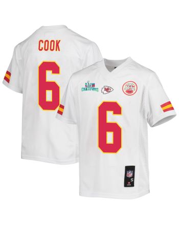 Bryan Cook 6 Kansas City Chiefs Super Bowl LVII Champions Youth Game Jersey - White