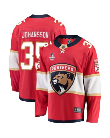 Florida Panthers Jonas Johansson 35 Home 2023 Stanley Cup Final Breakaway Men Jersey - Red